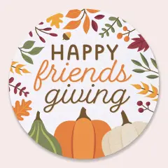 Big Dot of Happiness 25 Ct Fall Friends Thanksgiving Drink Coasters, 4-Inch Disposable Round Paper Coasters for Friendsgiving Party Decoration