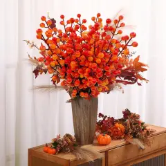 8 Pcs Artificial Fall Berry Stems - 16.5 Inch