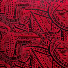 1 Yard Traditional Polynesian Tattoo Design Fabric, 100% Polyester Foil, 36in L x 60in W Decorative Cloth Red/Black