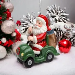 Ceramic Christmas Golf Cart Santa Ornament, Home D&eacute;cor, Gift for Her, Gift for Golfer, Gift for Mom, Kitchen D&eacute;cor, Christmas D&eacute;cor