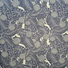 1 Yard Durian Banana Monstera Leaves Chambray Fabric 58/60 Inch Width Blue