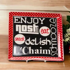 Ceramic L'Chaim Nosh Plate, Home Decor, Jewish Decor, Kitchen Decor, Gift for Her, Gift for Mom