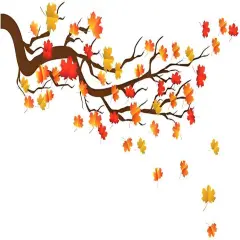 Autumn Maple Tree Wall Stickers, Chinese Style Autumn Fallen Leaves