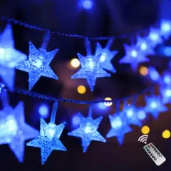 Blue Christmas Decorations Star Lights, 20 Ft 40 LED