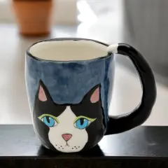 Ceramic Black Cat Mug, Home D&eacute;cor, Gift for Her, Gift for Mom, Kitchen D&eacute;cor, Cat Lovers Gift, Pet Loss Gift, Cafe Decor