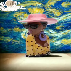 Ceramic African American Summer Lady Brush or Pen Holder, Home D&eacute;cor, Gift for Her, Mom, Friend, or Coworker, Vanity D&eacute;cor