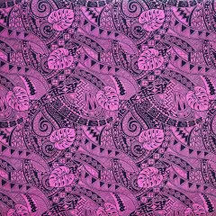 1 Yard Traditional Polynesian Tapa Fabric with Monstera Leaves Design, 100% Polyester 45 inches Width Pink/Black
