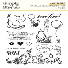 Say Cheese Classic Pooh Birthday Photopolymer Stamps-Woo Hoo!