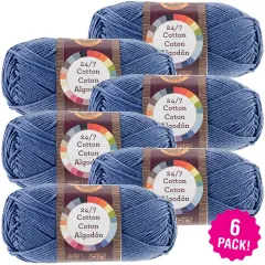 (6 Pack) Lion Brand 24/7 Cotton Yarn - Denim
