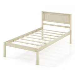 Twin/Full/Queen Size Wooden Bed Frame with Headboard and Slat Support-Twin Size