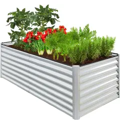 Best Choice Products 6x3x2ft Outdoor Metal Raised Garden Bed, Planter Box for Vegetables, Flowers, Herbs Galvanized
