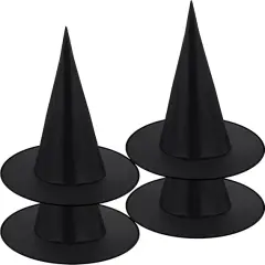 4 Packs Halloween Witch Hats - Black