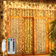 200 LED String Lights with Remote - 8 Modes, 6.6x6.6ft (Warm White)