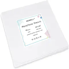 42 Pieces 10&Prime; Pre-Cut White Cotton Fabric Squares &mdash; Layer Cake Quilting Fabric