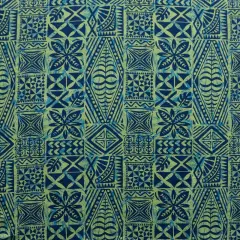 1 Yard Traditional Tongan Geometric Design Peachskin Polyester Fabric For Apparel Sewing And Craft Projects 45 Inch Green