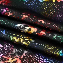 Metallic Reef Hologram Spandex Fabric Black/Multi