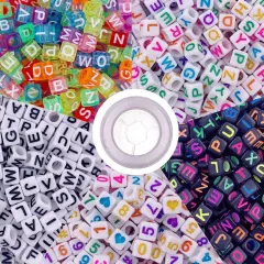 1000 Pcs Letter Beads Acrylic Cube Beads Alphabet Beads Number Beads