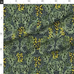 Various Fabrics by the Yard or Fat Quarter Bold Floral Damask Art Nouveau Victorian Botanical Yellow Flowers Romantic Vintage Green Maximalist Custom Printed Fabric by Spoonflower