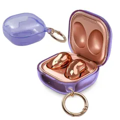 Insten Case For Samsung Galaxy Buds Pro Case (2021) / Galaxy Buds Live Case (2020) Soft TPU Protective Cover with Keychain, Support Wireless Charging, Clear Purple