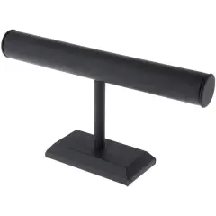 Plymor Black Faux Leather T-Bar Bracelet Display Stand, 12" W x 6.75" H