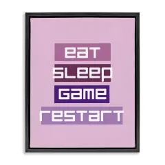 Stupell Industries Eat Sleep Game Restart Floating Frame Design by Yass Naffas Designs