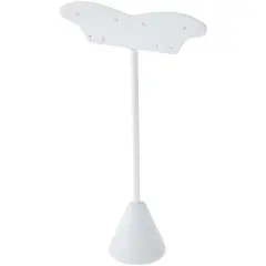 Plymor White Faux Leather Fish Tail Style, Five Pair Earring Display Stand, 3.125" W x 1.25" D x 5.5" H