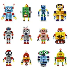 Wrapables Diamond Art Kits, 5D Gem Painting DIY Arts & Crafts Stickers, 12pcs Robots