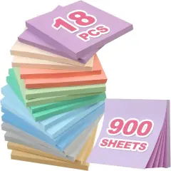 18 Pads Sticky Notes, Aesthetic Sticky Notes, 9 Colors of Neutral Notes for Office, School, Home Desks, and More, 50 Sheets/Pad