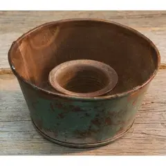 Rust Green Metal Taper Candle Holder and 3-Inch Diameter