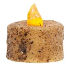 Set of 6 Burnt Ivory LED Tealights &ndash; Rustic Wax Candles with Flickering Flame Effect