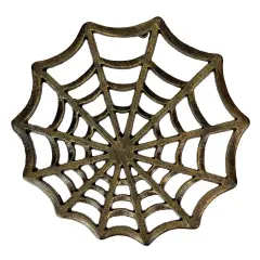 Cast Iron Spider Web Trivet 8" Bronze Gothic Decor, Kitchen Heat Resistant Mat