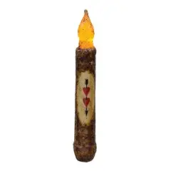Heart Timer Taper Candle in Burnt Mustard &ndash; Battery Operated with Daily