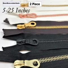 8MM Closed Bottom Zipper &ndash; Custom Length, Black or Dyeable White Black/Brs-nikl-blck
