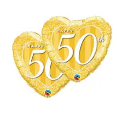 Happy 50th Damask Heart 18 Inch Foil Mylar Balloon