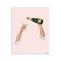 Stupell Industries Champagne Pour on Pink Wall Plaque Design by Ziwei Li
