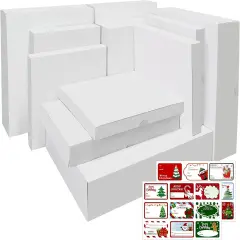 12 PCS White Shirt Boxes Assorted Sizes Gift Boxes for Wrapping Christmas Gifts, Bridesmaid Proposal, Holidays, Father&rsquo;s Day, Birthday, Graduations