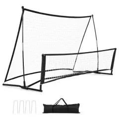 2-in-1 Dual-Sided Soccer Re bounder Net &ndash; Portable Trainer with Fiberglass Frame & Carry Bag