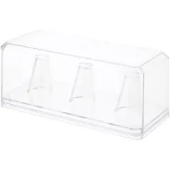 Pioneer Plastics Clear Plastic 3 Replica Ring Display Case with Base (UV Resistant), 6.125" W x 2.625" D x 2.25" H