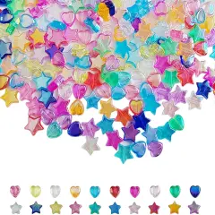 600 PCS Heart Star Shape Beads, AB Acrylic Bead Star Beads, for Jewelry Making DIY Bracelet arrings