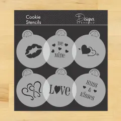 Valentine Cupcake and Cookie Stencils | C096 by Designer Stencils | Cookie Decorating Tools | Baking Stencils for Royal Icing, Airbrush, Dusting Powder | Reusable Plastic Food Grade Stencil for Cookies | Easy to Use & Clean Cookie Stencil
