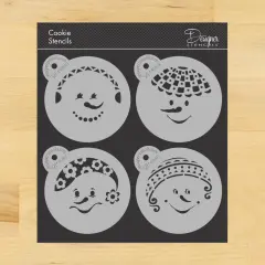 Snowkids Cookie Stencil Set | C908 by Designer Stencils | Cookie Decorating Tools | Baking Stencils for Royal Icing, Airbrush, Dusting Powder | Reusable Plastic Food Grade Stencil for Cookies | Easy to Use & Clean Cookie Stencil