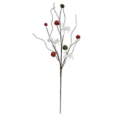 Medium Holiday Jingle Bell Deer Pick 20.75&rdquo; Red Green White Bells for Decor