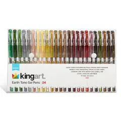 KINGART&reg; Earth Tone Gel Pens, Soft Grip, 24 Colors