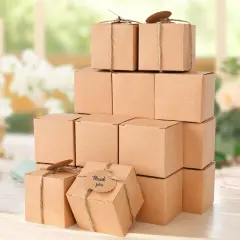 50PCS Gift Boxes, Kraft Paper Favor Boxes with DIY Tags for Wedding Bridal Shower Birthday Party