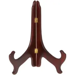 Bard's Hinged Dark Wood Plate Stand, 11" H x 8.5" W x 6" D (For 10" - 14" Plates)