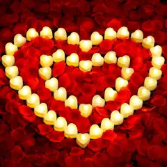 Rose Petals and Candles Set for Romantic Decorations, 48 Romantic Candles with 4000 Fake Rose Petals for Special Night, Hotel Room, Date Night, Bedroom, Valentine's Day Decorations