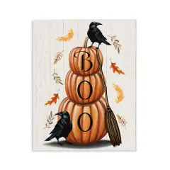 Stupell Industries Boo Crows & Pumpkins Wall Plaque Design by Elizabeth Tyndall