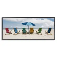 Stupell Industries Colorful Beach Chairs Framed Giclee Design by Natalie Carpentieri