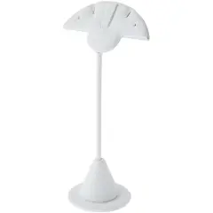 Plymor White Faux Leather Fan Shaped Two Pair Earring Display Stand, 2.75" W x 2" D x 5.75" H