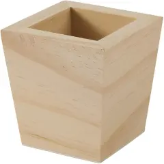 Plaid Wood Unfinished Square Planter, 3" x 3" x 3" Wooden Surface Perfect for DIY Arts and Crafts Projects